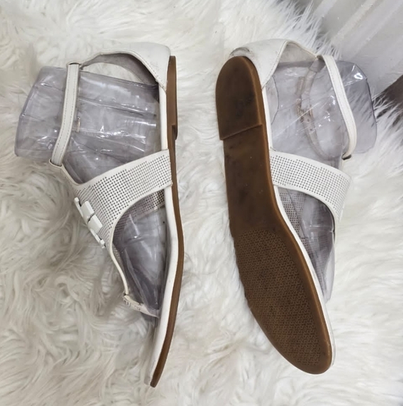 Tory Burch Silver Tone Open Toe White Sandals Size 8.5🌴 - Picture 5 of 8